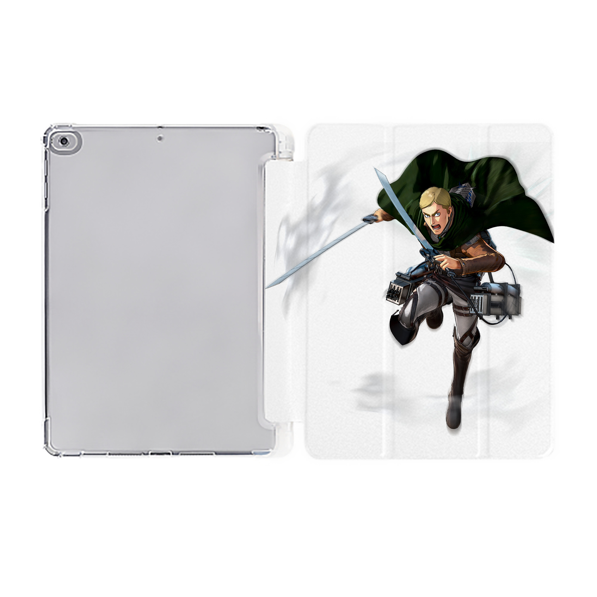 （画像用） 進撃の巨人 エルヴィン・スミス Attack on Titan Erwin Smith IPad ケース ペン収納付き 三つ折りスタンド PUレザー×シリコン 対応機種9.5/10.5/10.9インチ